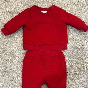 Cat and Jack 0-3 mo Baby heart Red Quilted Baby Outfit Valentine’s Day